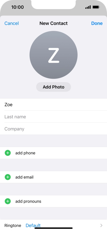 Press Last name and key in the last name.