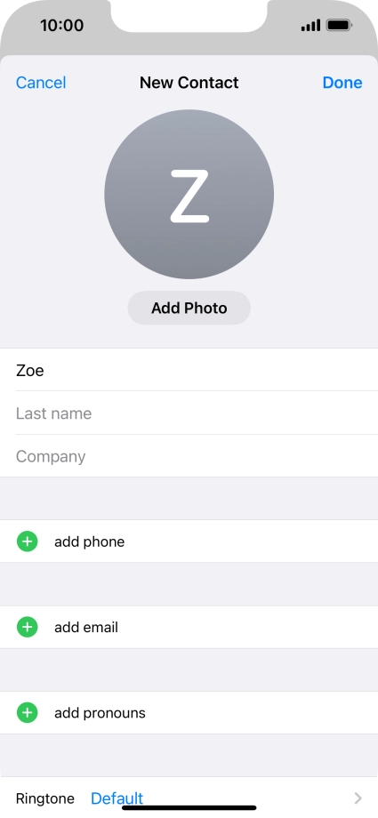 Press Last name and key in the last name.