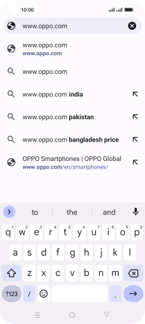 Key in the address of the required web page and press arrow right.