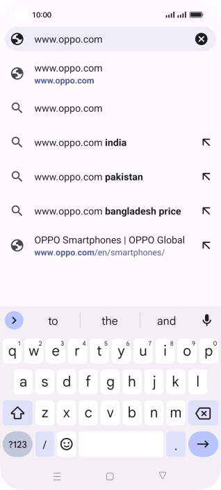 Key in the address of the required web page and press arrow right.