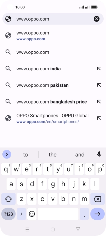 Key in the address of the required web page and press arrow right.