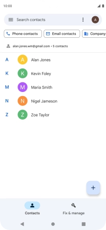 Press the required contact.