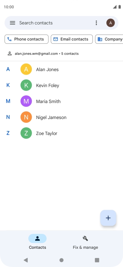 Press the required contact.