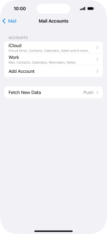Press the name of the Exchange email account you've just set up.