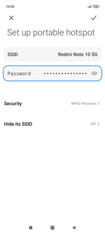 Press SSID and key in the required name for the Wi-Fi hotspot.