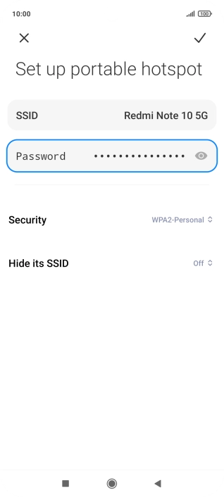 Press SSID and key in the required name for the Wi-Fi hotspot.
