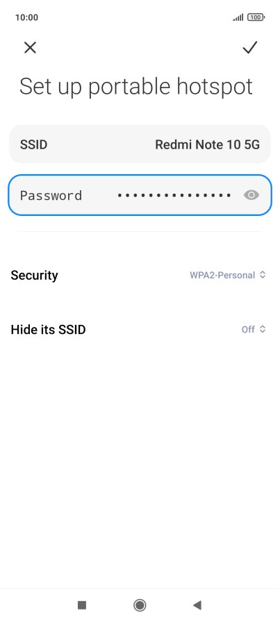 Press SSID and key in the required name for the Wi-Fi hotspot.