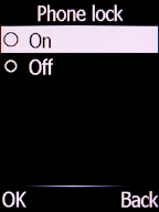 Select On and press the Left selection key.