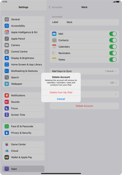 Press Delete from My iPad.