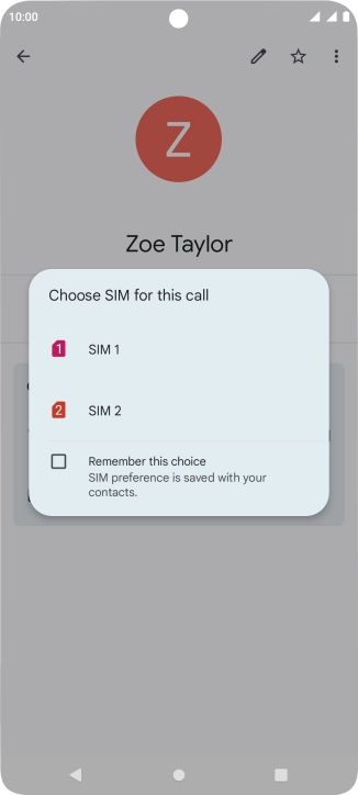 Press the required SIM.