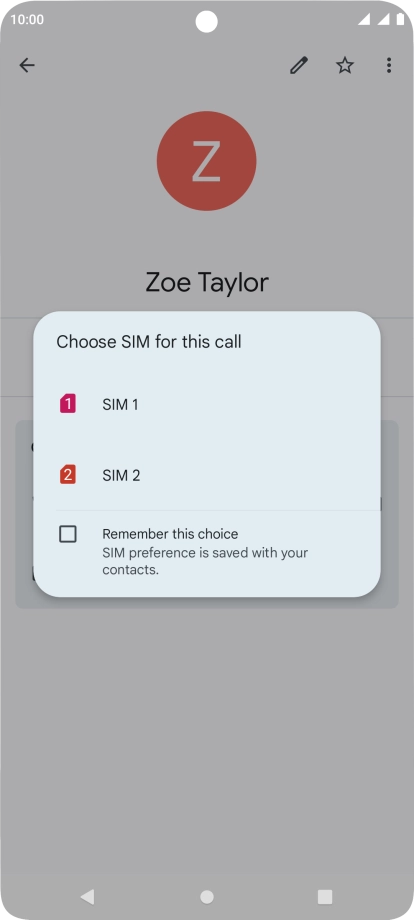 Press the required SIM.