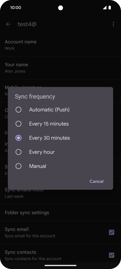 Press the required setting. Press the required setting.