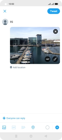 Write the required text and press Tweet. Write the required text and press Tweet.