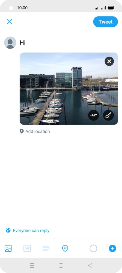 Write the required text and press Tweet. Write the required text and press Tweet.