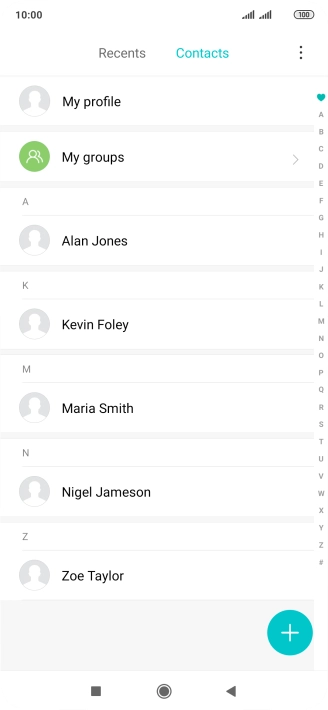 Press the required contact.