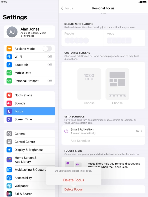 Press Delete Focus. Press Delete Focus.
