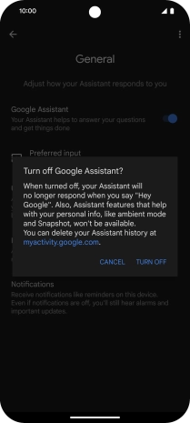If you turn off the function, press TURN OFF.