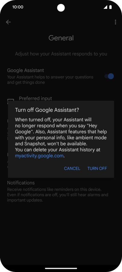 If you turn off the function, press TURN OFF.