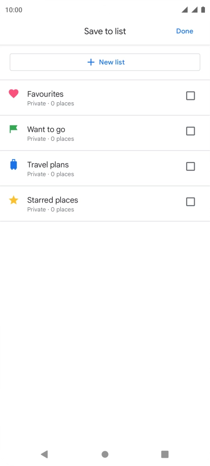 If you select New list, follow the instructions on the screen to create a new list.
