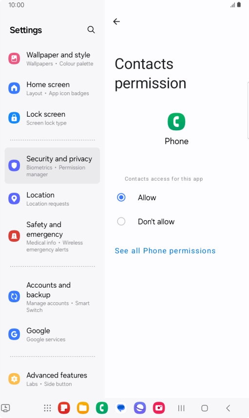 Press the required setting. Press the required setting.