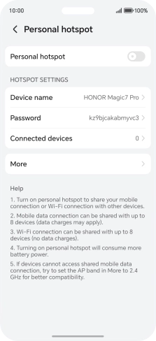 Press Device name and key in the required name for the Wi-Fi hotspot. Press Device name and key in the required name for the Wi-Fi hotspot.
