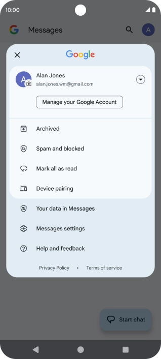 Press Messages settings.