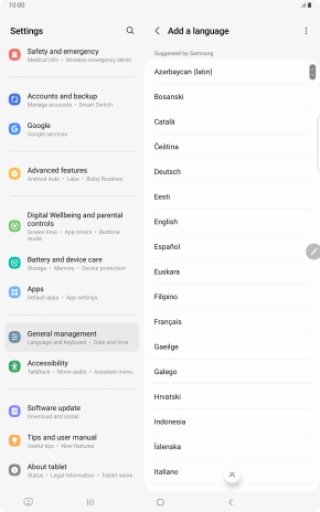 Press the required language.