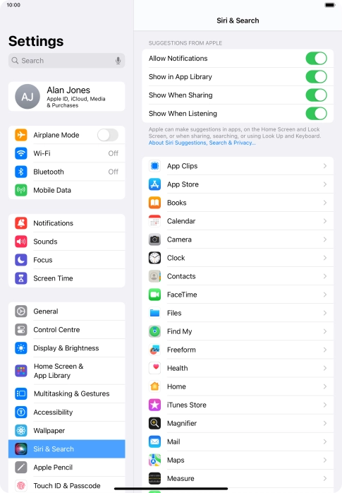 Press the required app.
