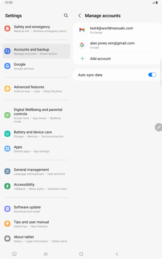 Press the required email account.