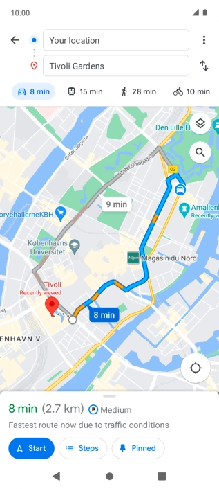 Press the required mode of transportation. Press the required mode of transportation.