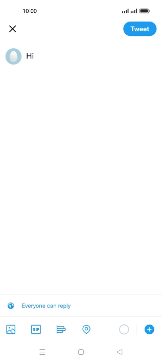 Write the required text and press Tweet.