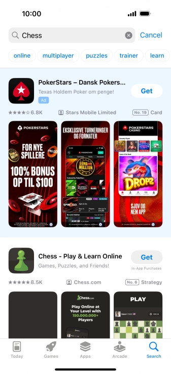 Press the required app.