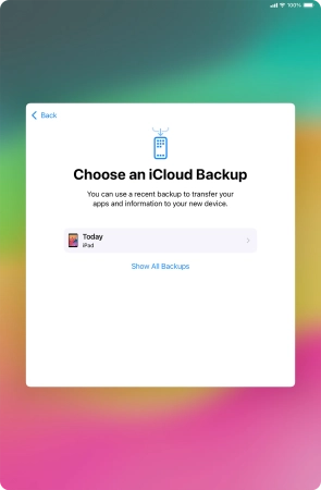 Press the required backup and your tablet restores the content of the selected backup. Subsequently, follow the instructions on the screen to set up your tablet and prepare it for use.