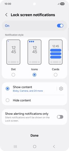 Press the required settings to turn them on or off.