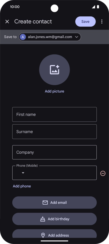 Press the address book drop down list.