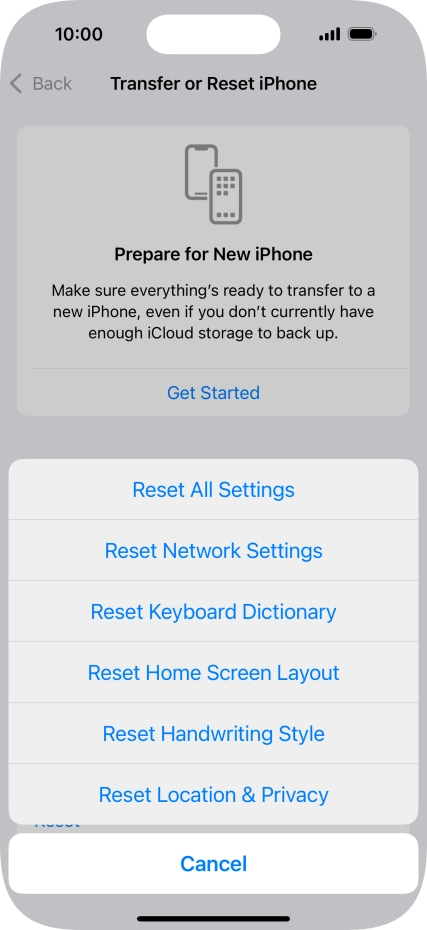 Press Reset Network Settings.