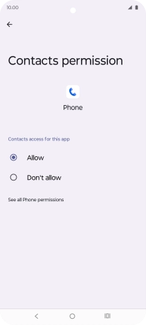 Press the required setting.