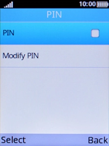 Select PIN to turn the function on or off.