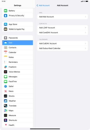 Press Add Mail Account.