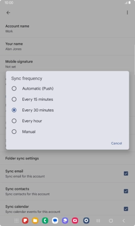 Press the required setting.