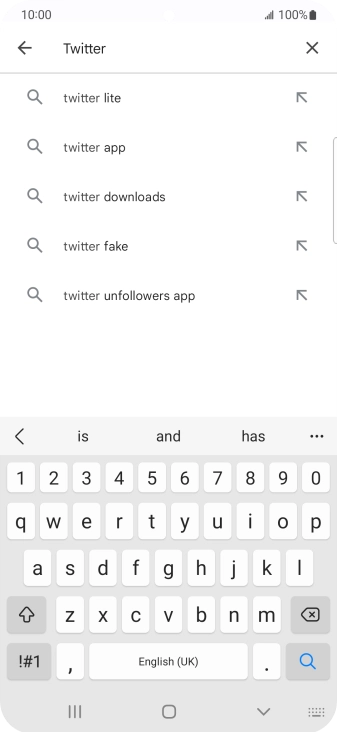 Key in Twitter and press the search icon.
