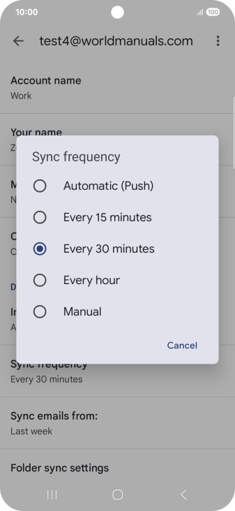 Press the required setting.