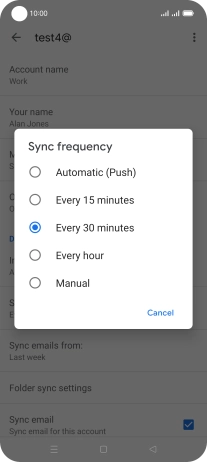 Press the required setting.
