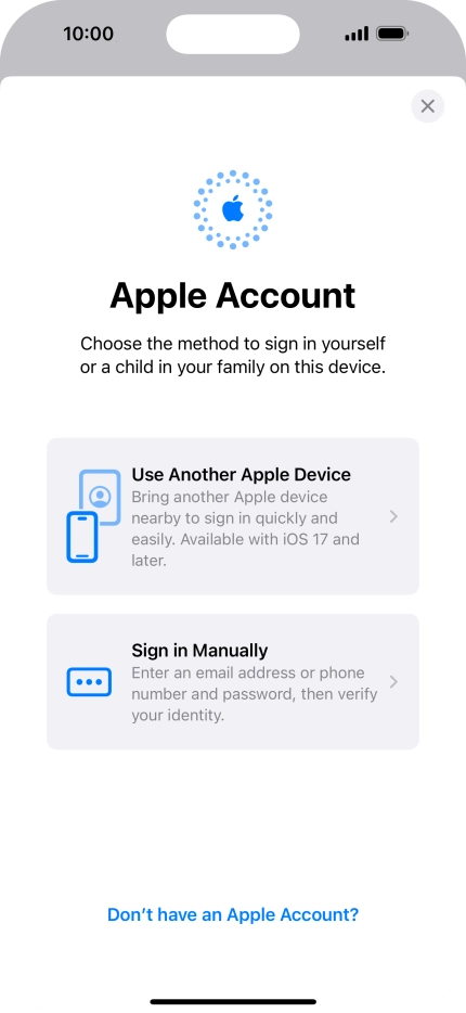 Press Sign in Manually.