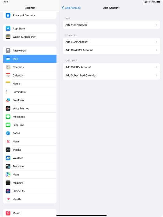 Press Add Mail Account. Press Add Mail Account.