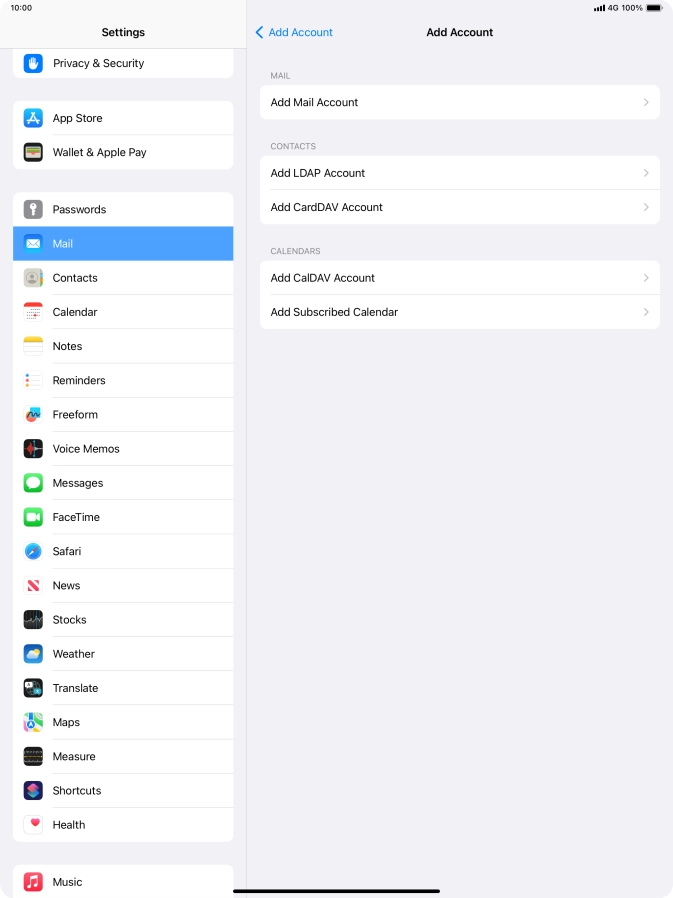 Press Add Mail Account. Press Add Mail Account.