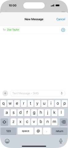 Press the text input field and write the text for your text message.