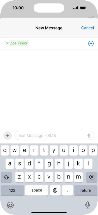 Press the text input field and write the text for your text message.