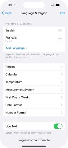 To subsequently select another language as the default language, press the move icon next to the required language and drag it to the top of the list.