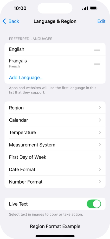 To subsequently select another language as the default language, press the move icon next to the required language and drag it to the top of the list.